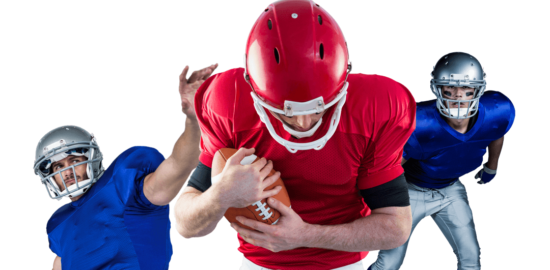 Diverse American Football Players on Transparent Background