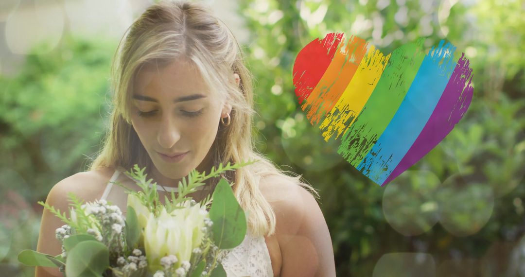 Bride Embracing LGBTQ+ Pride with Rainbow Heart