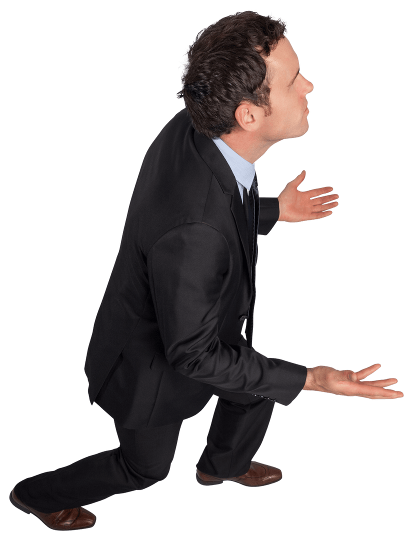 Transparent Image of Businessman Posing with Arms Extending Forward