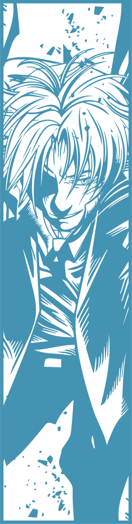 Monochrome Line Art Man with Tousled Hair on Transparent Background