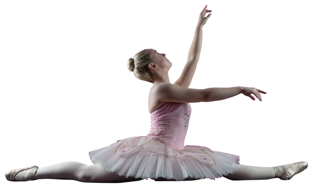 Transparent Background Caucasian Female Ballet Dancer Doing Splits in Pink Costume - Download Free Stock Images Pikwizard.com