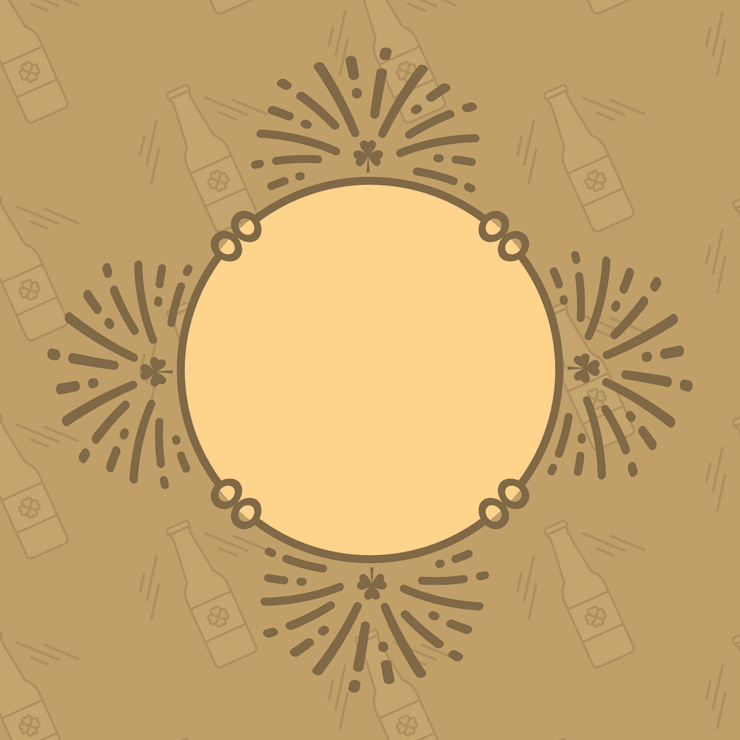 Transparent Retro Circle with Beer Bottle Pattern Background