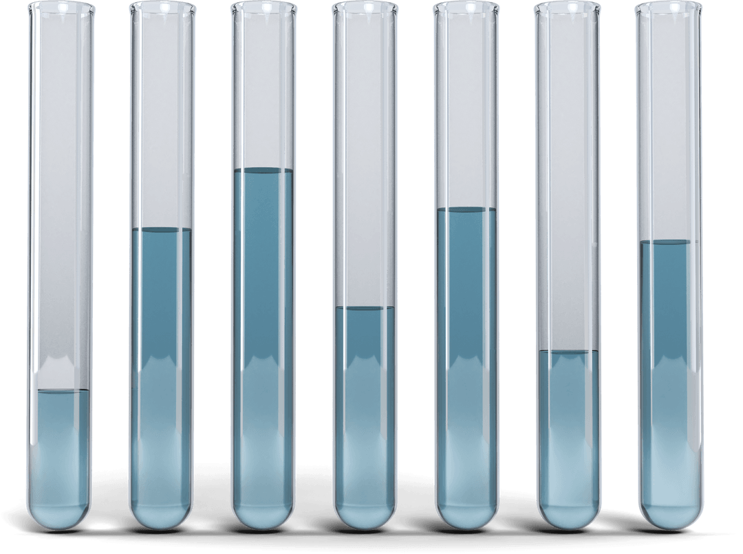 Transparent Test Tubes with Blue Chemical Solution in Laboratory