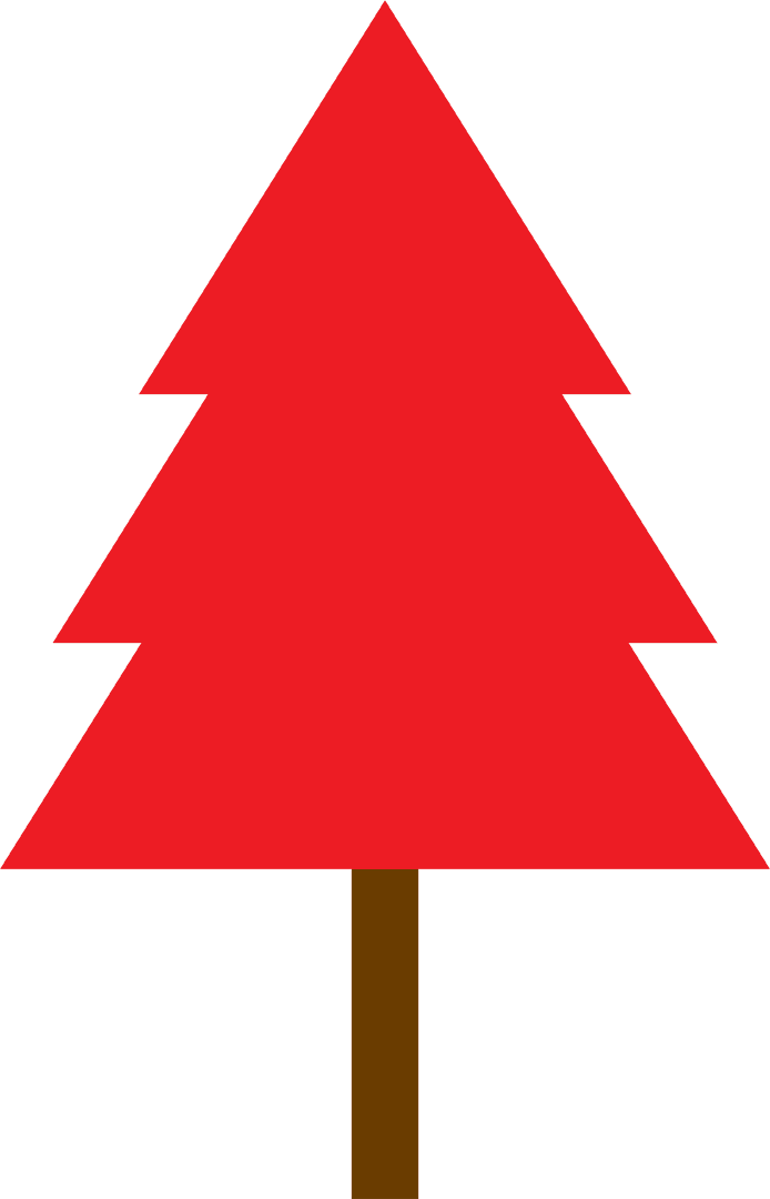 Red Christmas Tree Illustration on Transparent Background