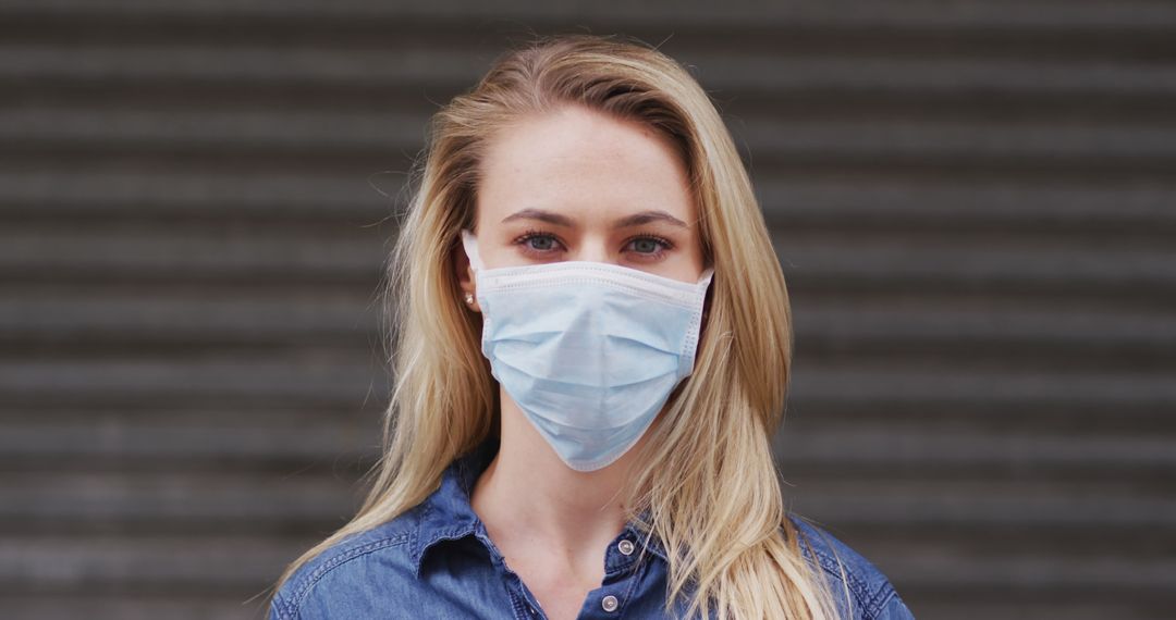 Young Woman Wearing Face Mask Standing Outdoors - Free Images, Stock Photos and Pictures on Pikwizard.com