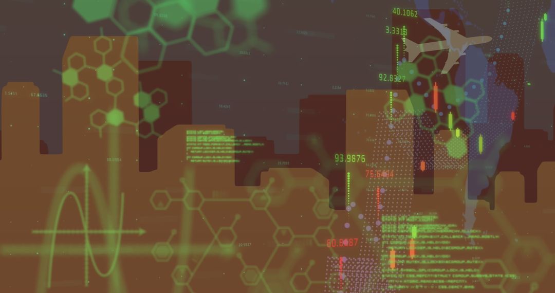 Digital Data Processing in Futuristic Cityscape