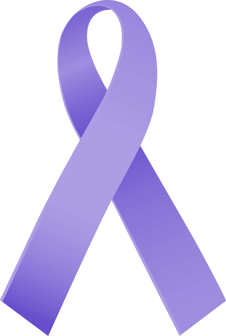 Purple Cancer Awareness Ribbon on Transparent Background