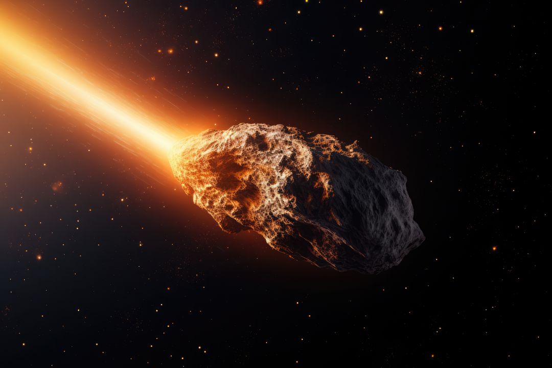 Bright Burning Meteor Heading Towards Earth in Starry Space - Free Images, Stock Photos and Pictures on Pikwizard.com