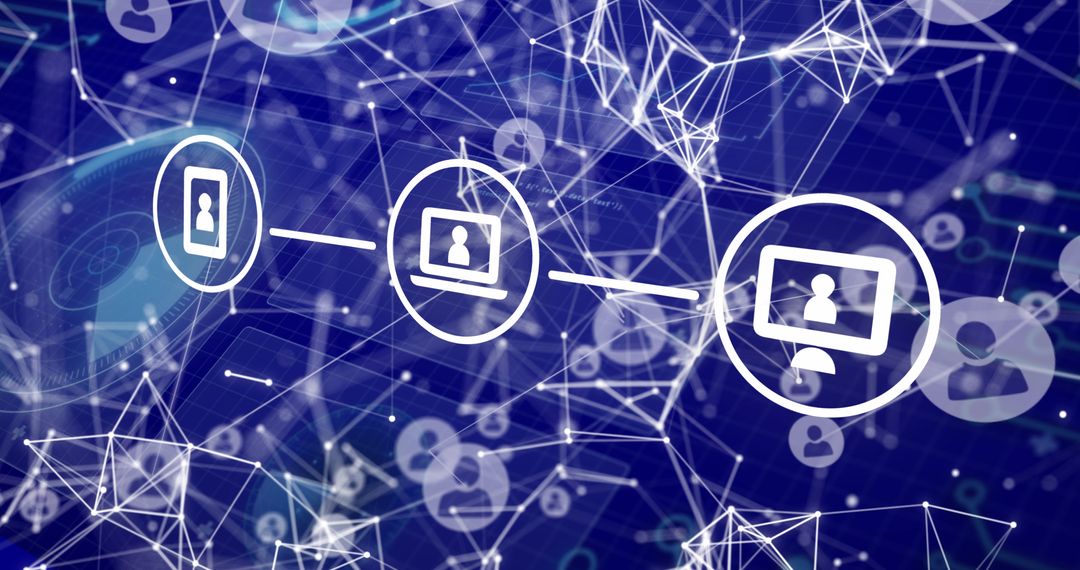 Digital Network Connections with Icons Over Blue Background