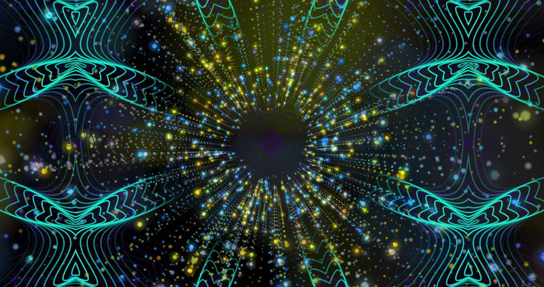 Colorful Abstract Pattern with Radiating Digital Tunnel Effect