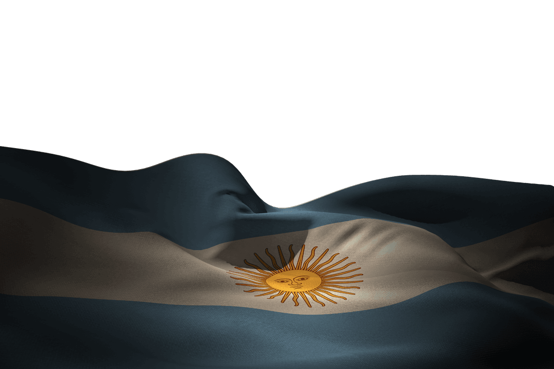 Argentinian Flag on Transparent Background with Waving Design