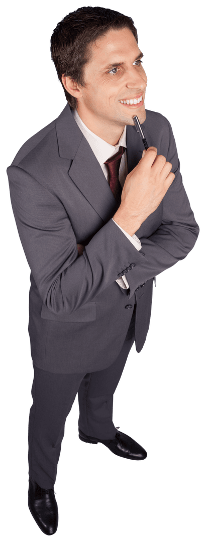 Confident Businessman Planning Amidst Transparent Background