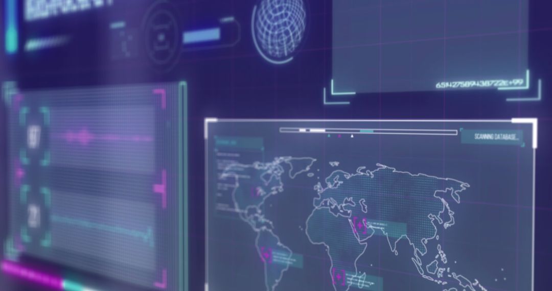 High-Tech Interface Displaying Global Data Analysis and Mapping - Free Images, Stock Photos and Pictures on Pikwizard.com