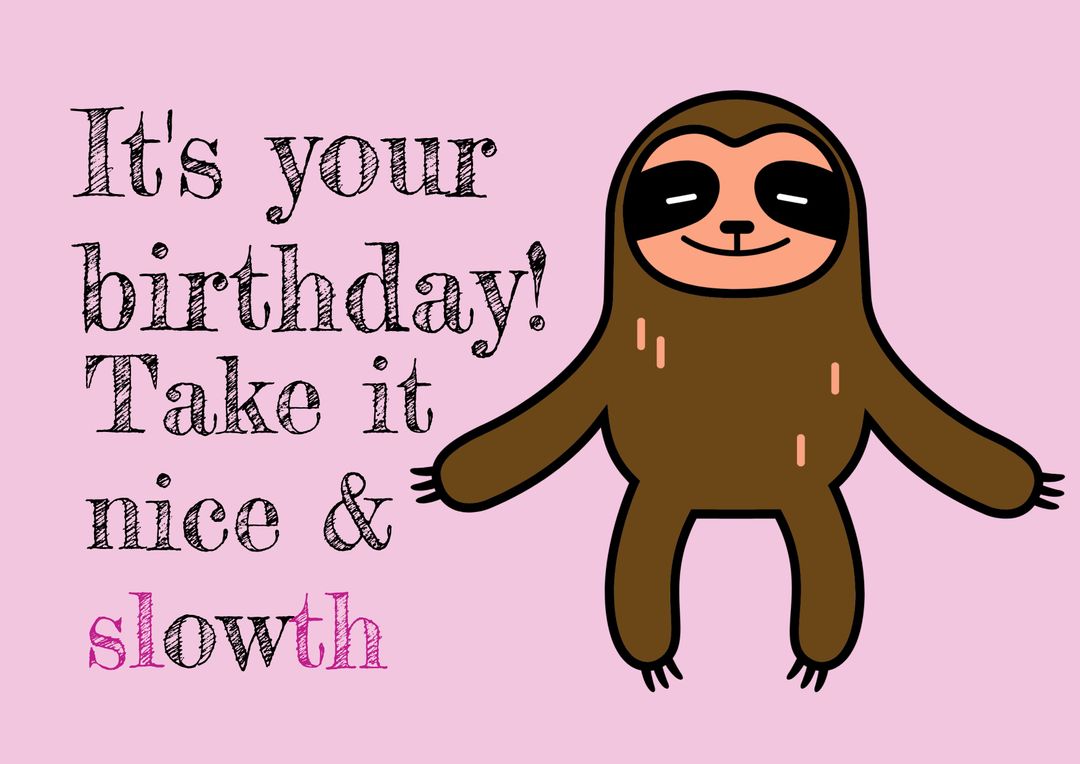 Birthday Party Invitation with Cute Sloth Icon on Pink Background - Download Free Stock Templates Pikwizard.com