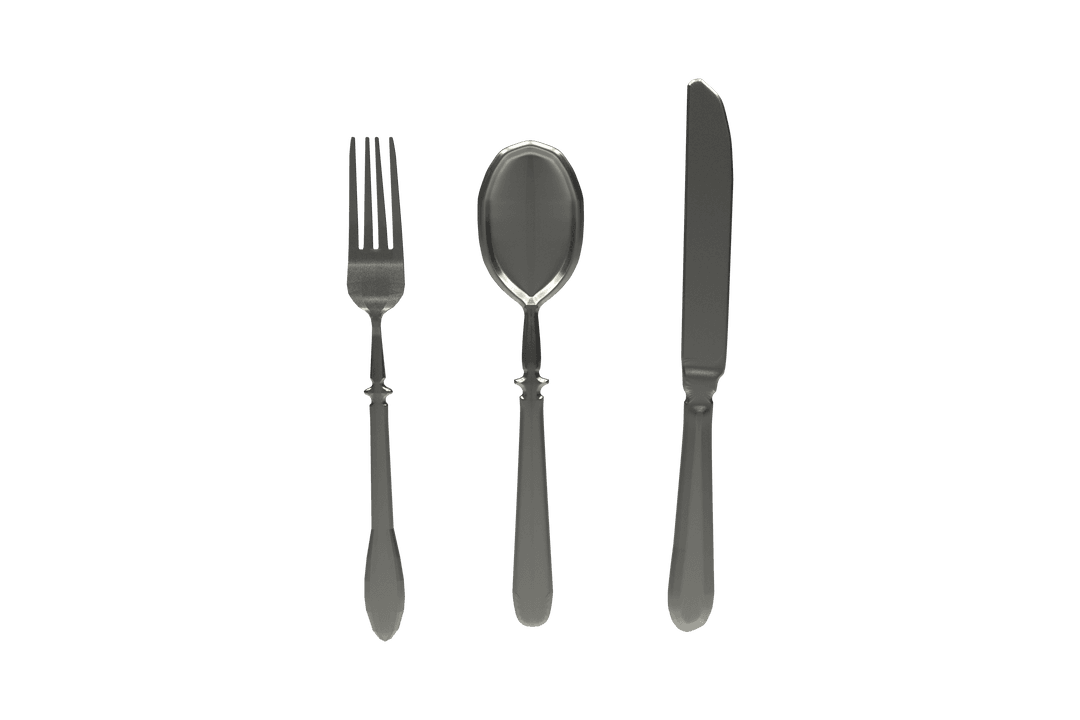 Transparent Silver Cutlery Set Fork Knife Spoon Isolated