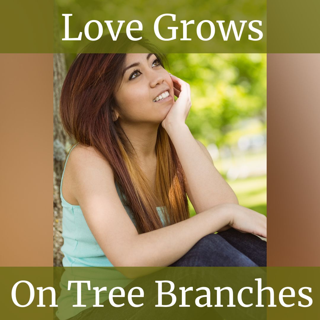 Young Woman Daydreaming Outdoors by Trees