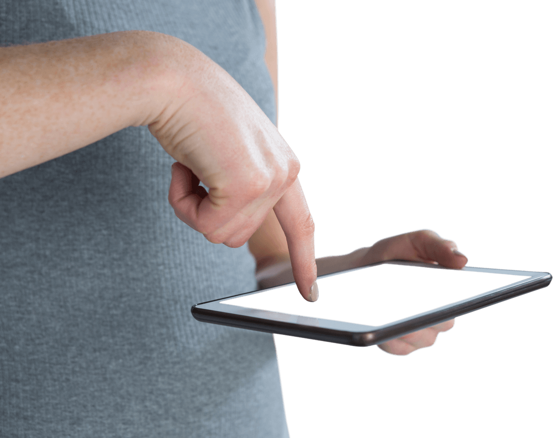Transparent Female Hand Navigating on Tablet Device