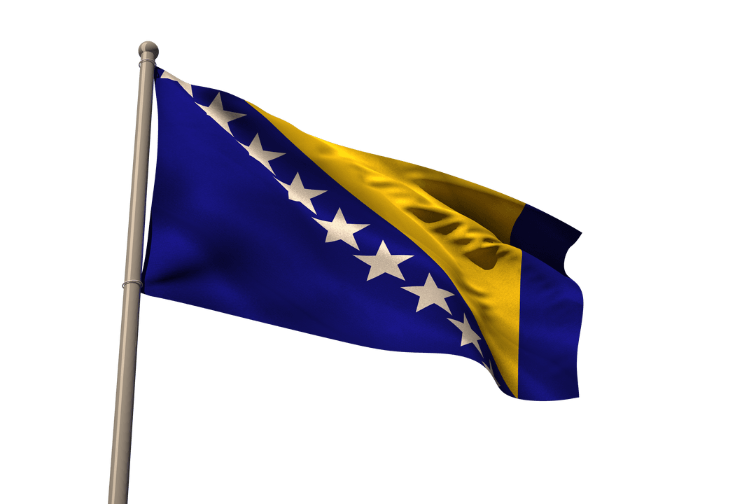 Transparent Flag of Bosnia and Herzegovina Waving in the Wind