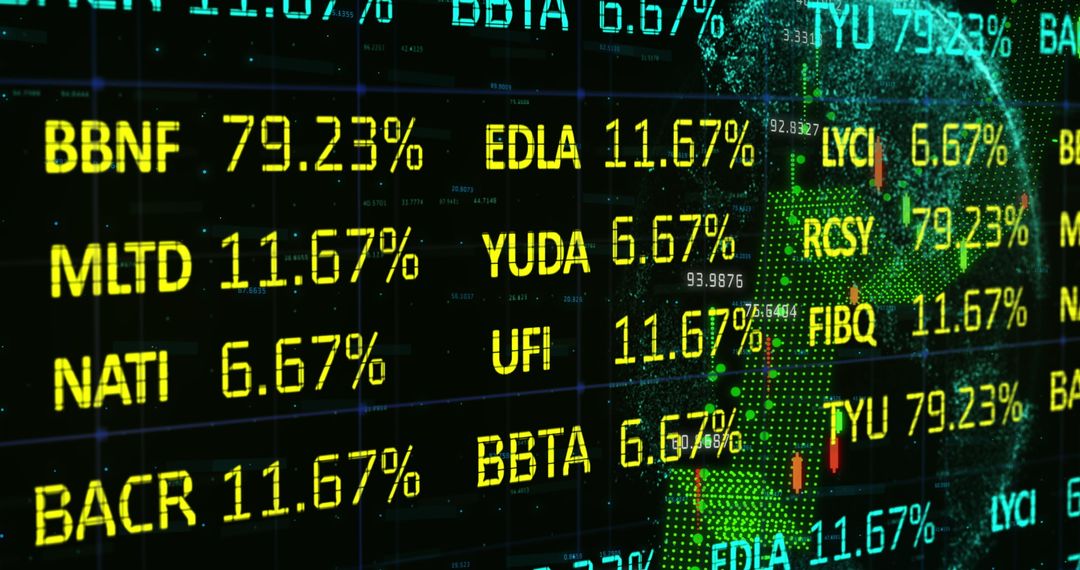 Digital Display of Stock Market Data on Global Background