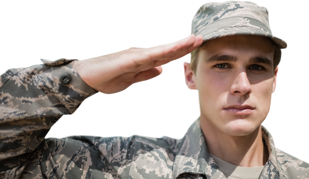 Confident Soldier Saluting in Transparent Background Military Portrait - Download Free Stock Images Pikwizard.com