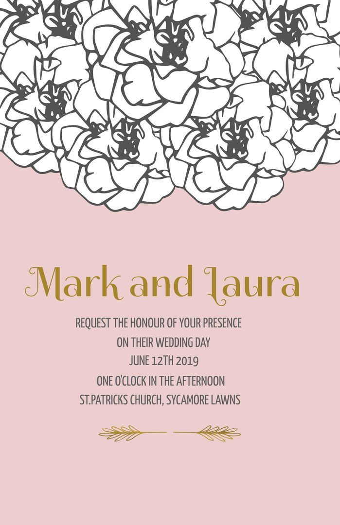 Elegant Floral Wedding Invitation with Gold Lettering - Download Free Stock Templates Pikwizard.com