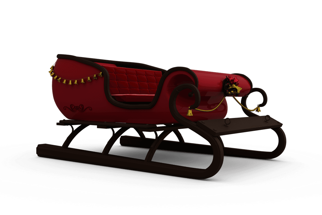 Transparent Red Christmas Sled with Golden Bells Decor