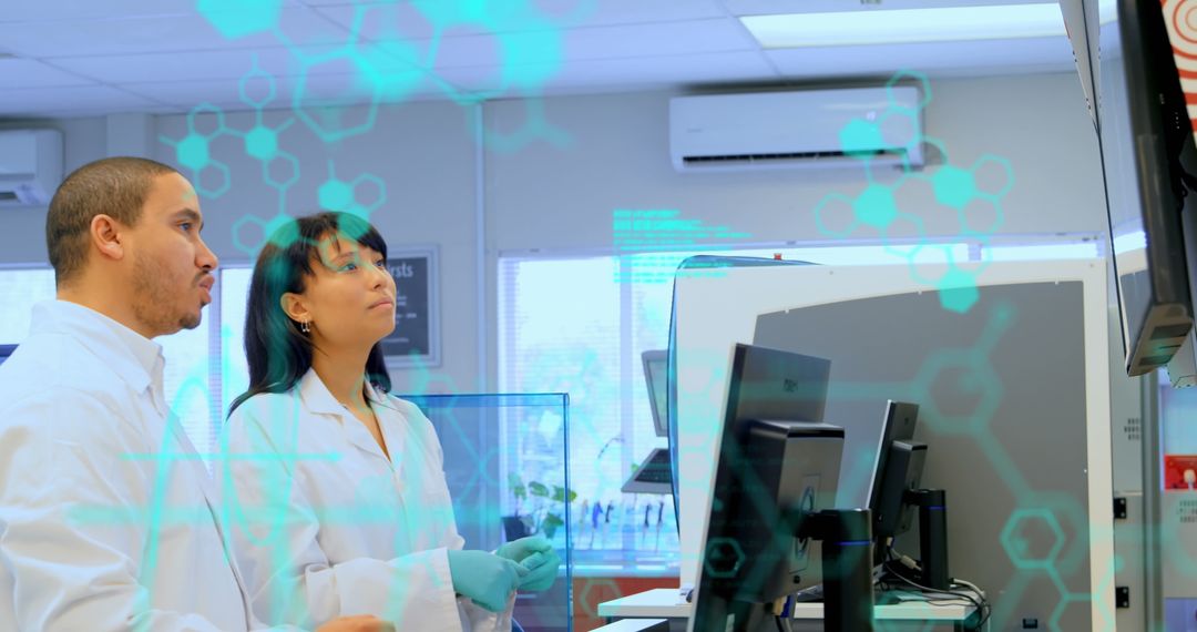 Diverse Scientists Collaborating on Advanced Research Technology