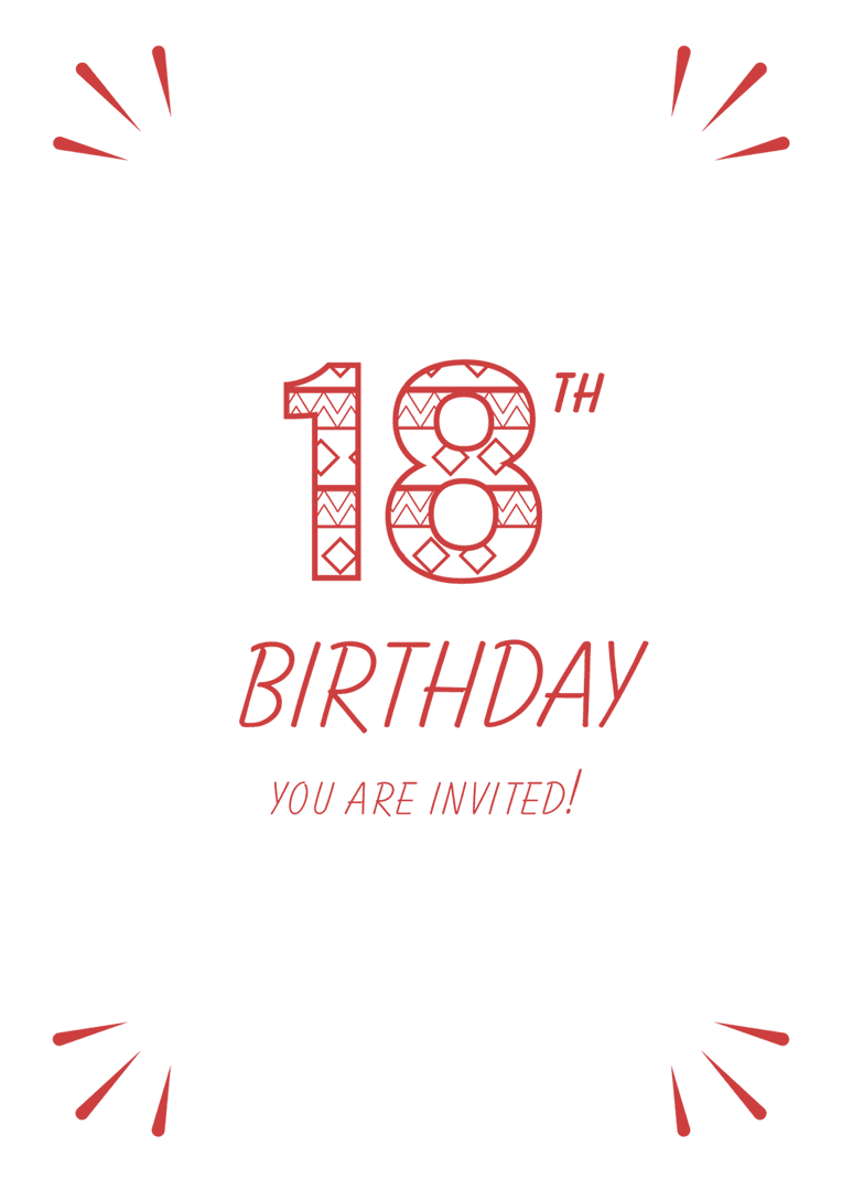 18th Birthday Invitation Transparent Design with Stylish Text