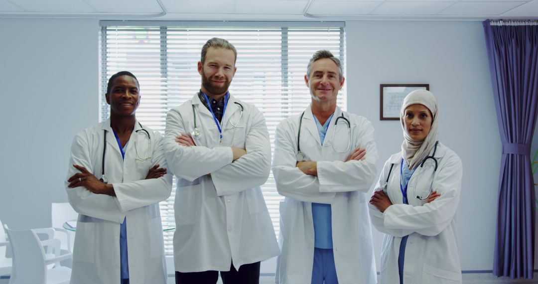 Smiling Medical Team Standing in Clinic Office - Free Images, Stock Photos and Pictures on Pikwizard.com