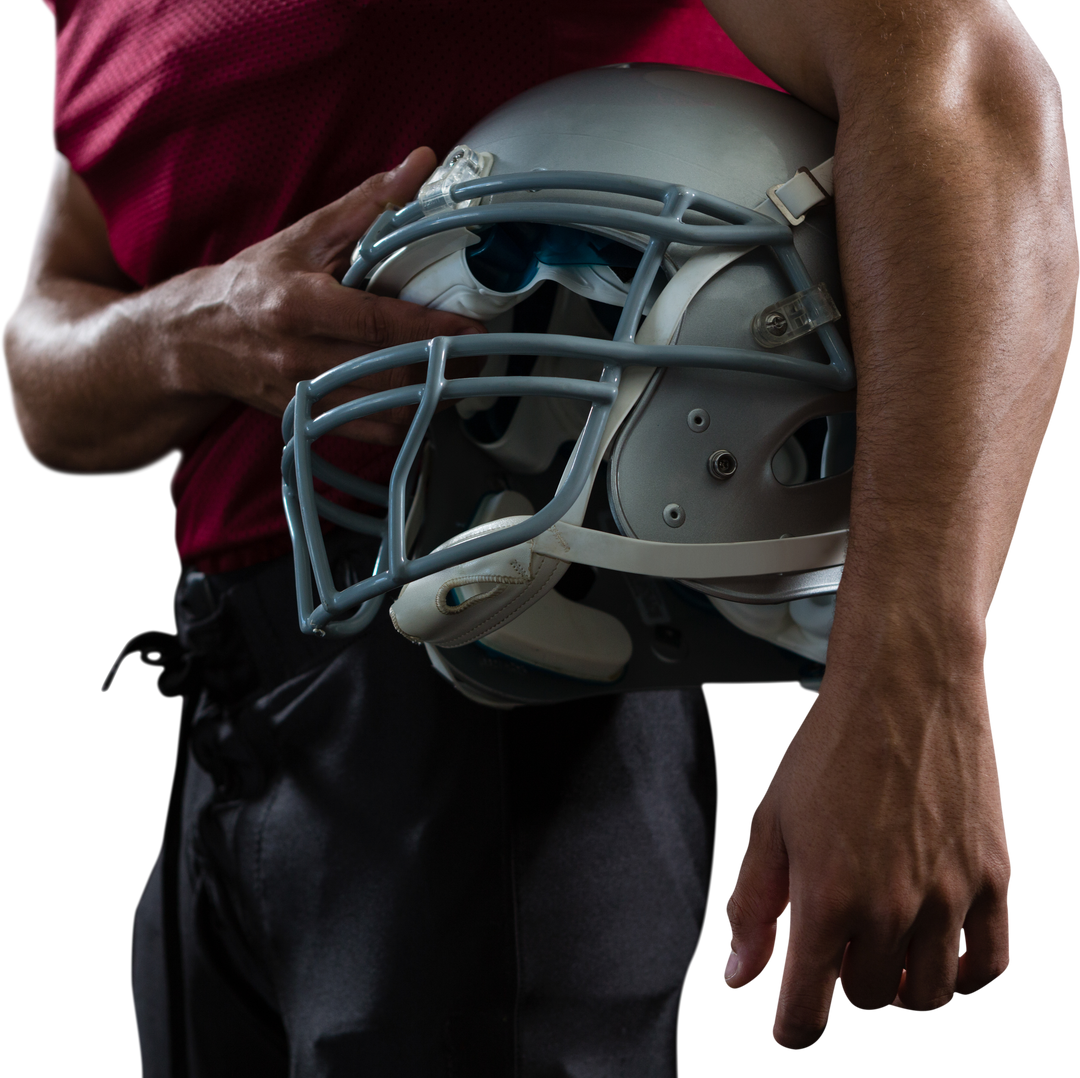 Mid Section of Sports Player Holding Football Helmet Transparent Background - Download Free Stock Images Pikwizard.com