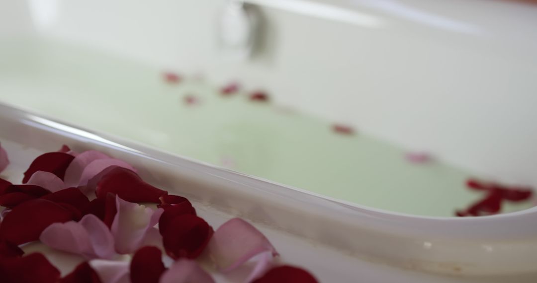 Luxury Bathtub with Rose Petals for Relaxation and Spa - Free Images, Stock Photos and Pictures on Pikwizard.com