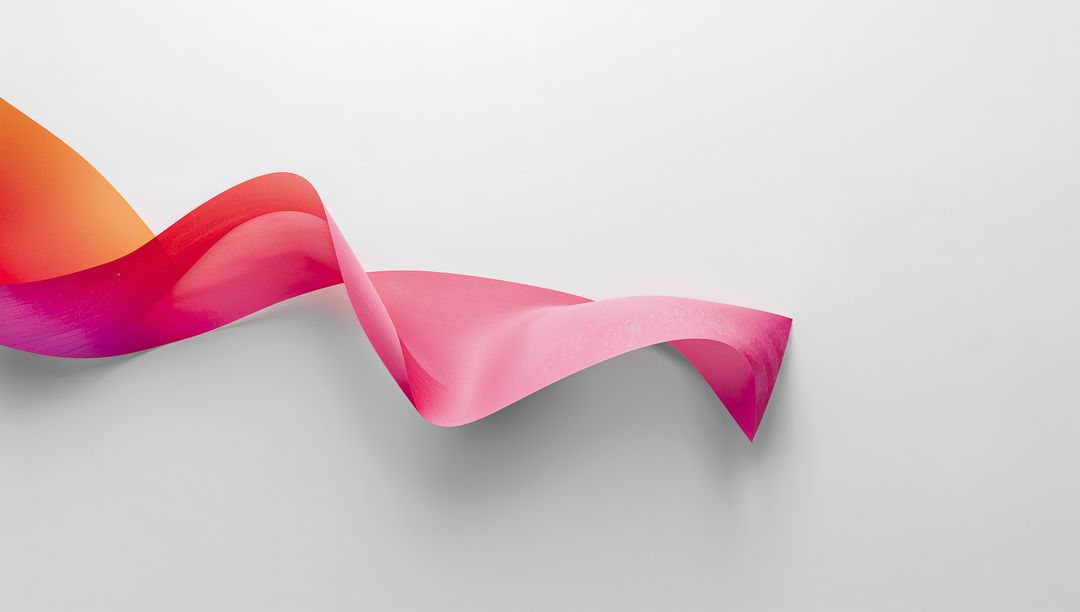 Abstract Colorful Ribbon Wave on Gray Background