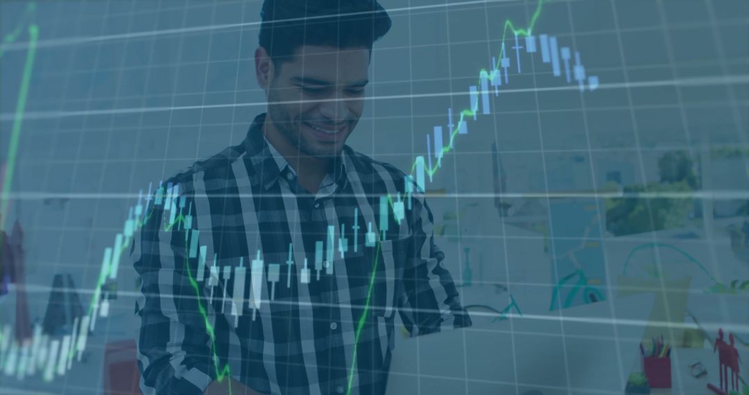 Businessman Analyzing Financial Graph in Office Environment