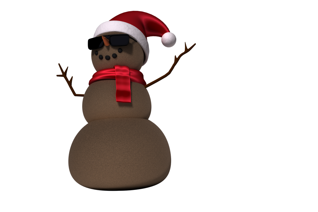 Cool Brown Snowman Wearing Santa Hat and Sunglasses on Transparent Background - Download Free Stock Images Pikwizard.com