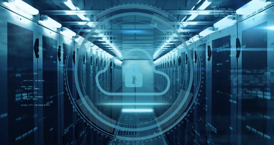 Secure Data Center with Cloud Technology and Icons