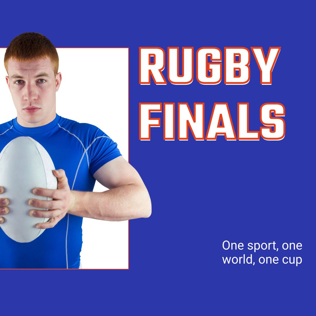 Rugby Finals Promotion with Rugby Player Holding Ball - Download Free Stock Templates Pikwizard.com