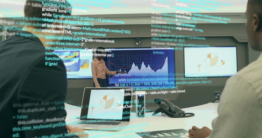 Corporate Meeting with Digital Charts and Data Analytics