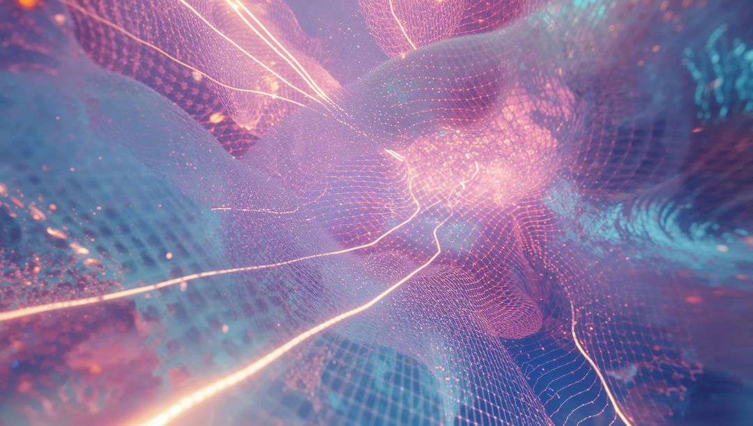 Abstract Digital Network with Glowing Streaks