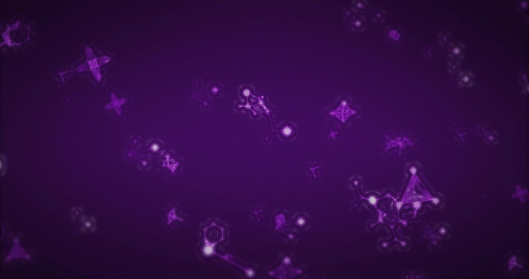 Glowing Molecular Connection on Purple Background