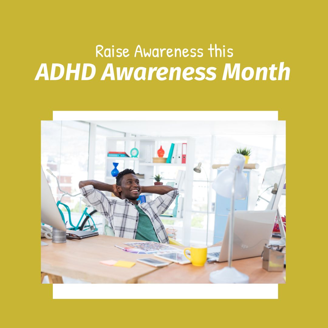 Celebrating ADHD Awareness Month with Relaxed Professional in Office