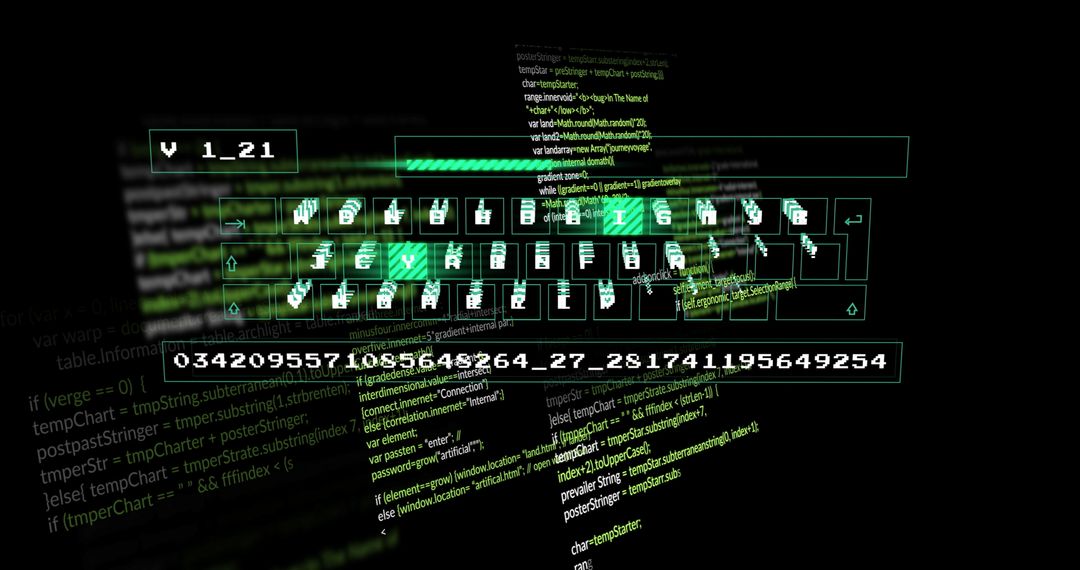 Futuristic Holographic Keyboard with Cybersecurity Codes