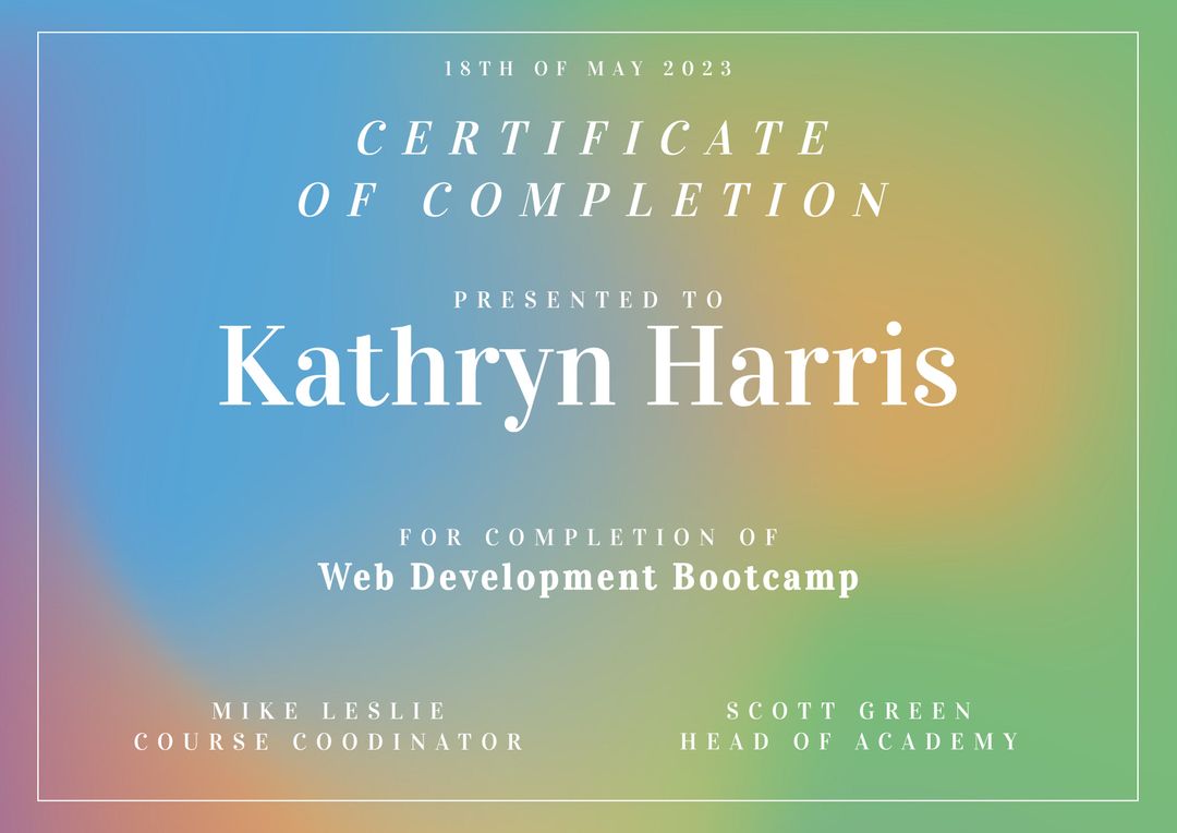 Pastel-Hued Certificate of Completion for Web Development Bootcamp - Download Free Stock Templates Pikwizard.com