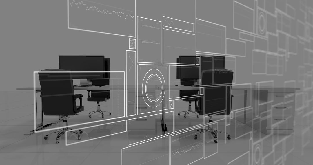 Futuristic Computer Interface in Modern Office