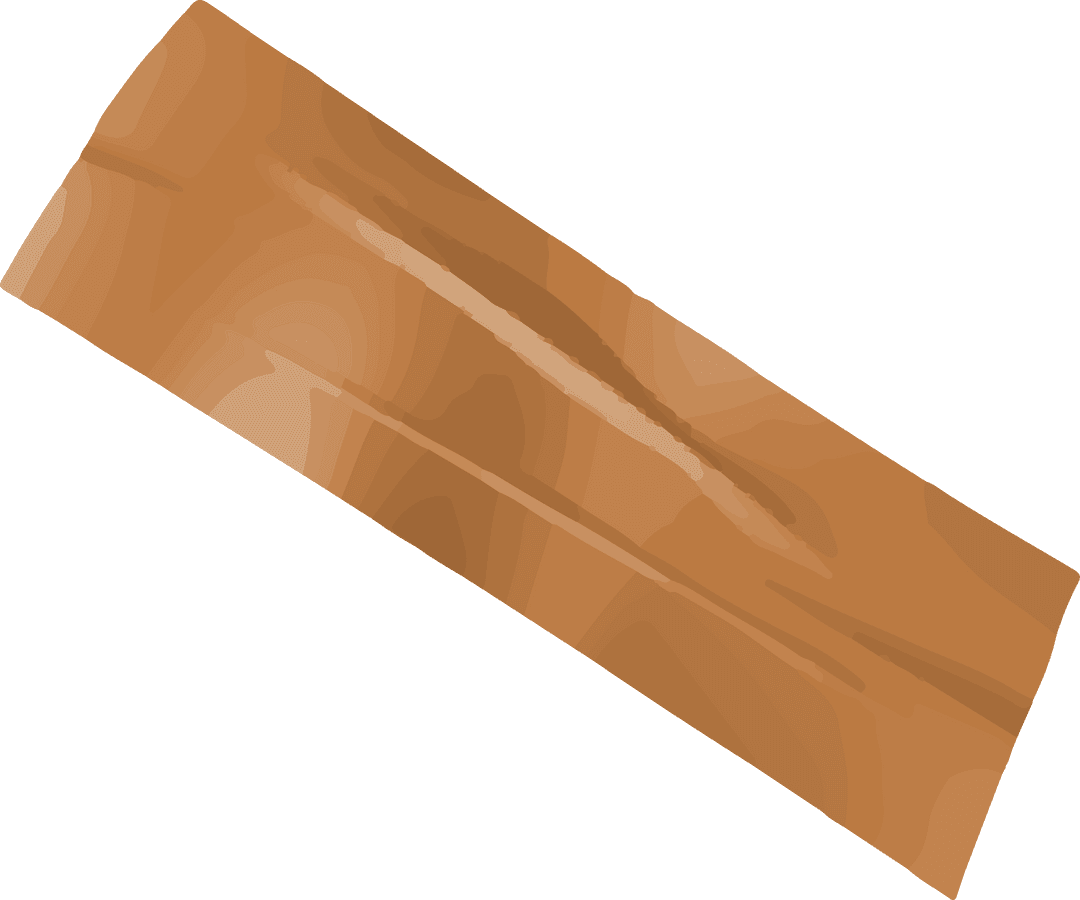 Transparent Wooden Plank with Grain Texture in Flat Design