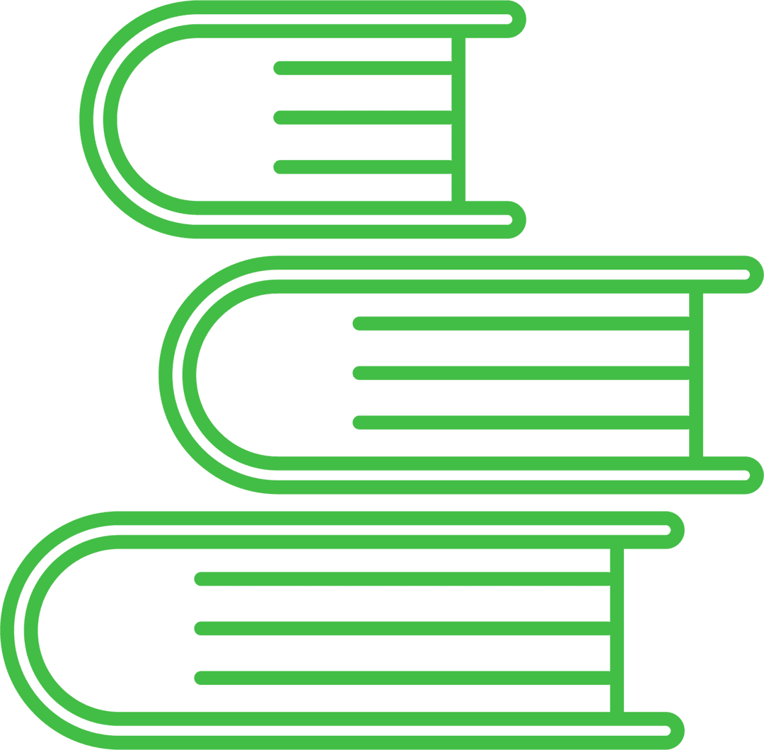 Green Outline Book Icons on Transparent Background