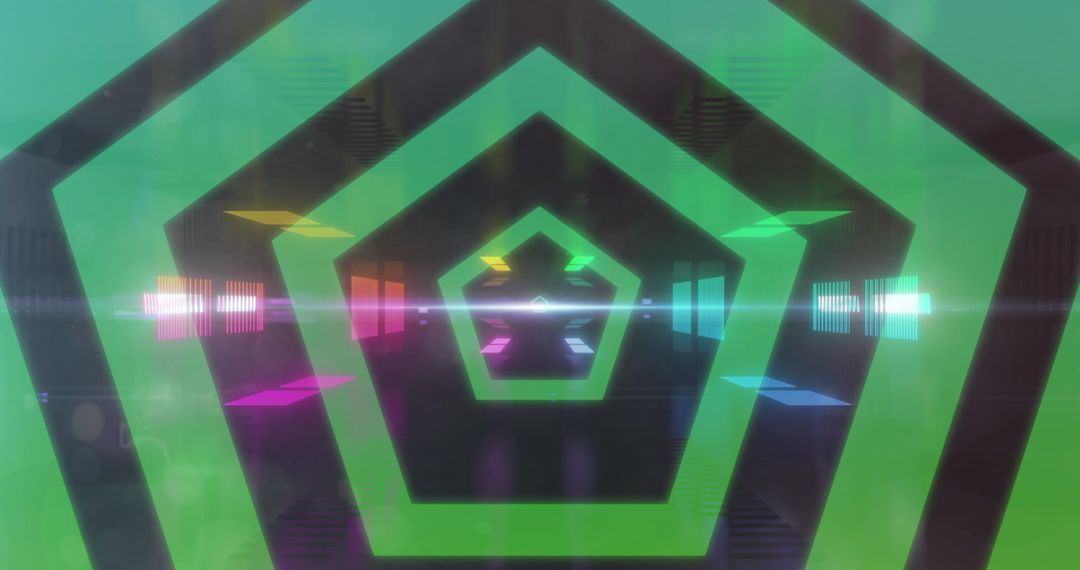 Neon Hexagon Tunnel with Glowing Blocks