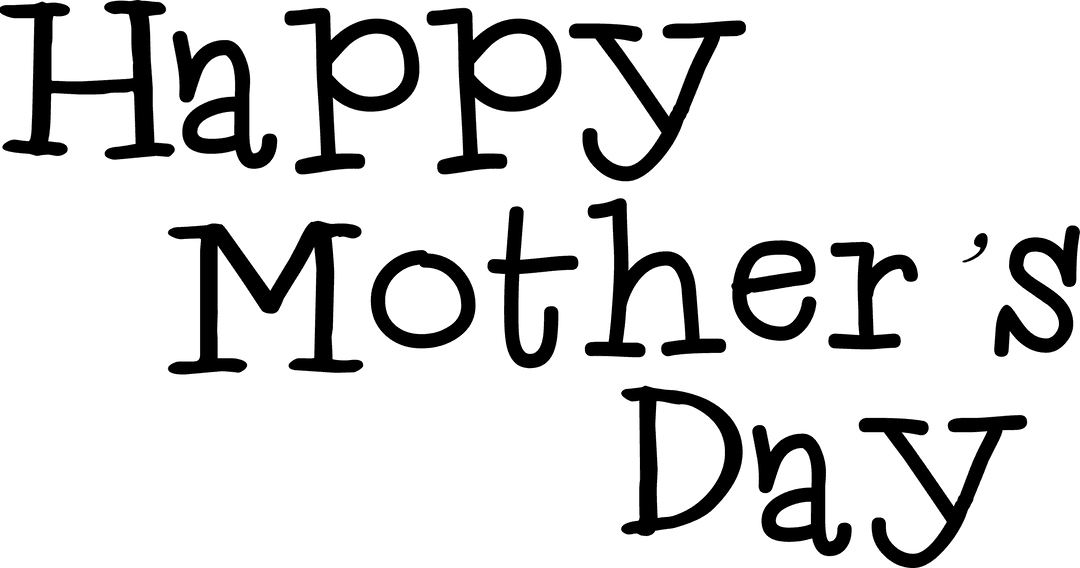 Happy Mother's Day Text on Transparent Background Vector Illustration