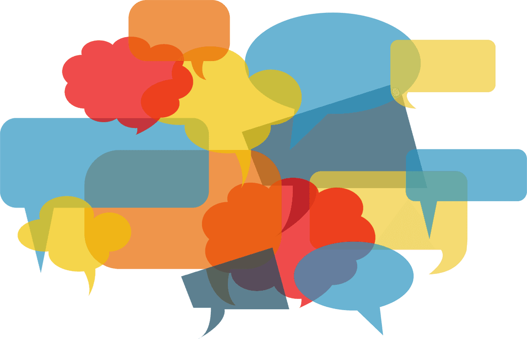 Colorful Speech and Thought Bubbles on Transparent Background