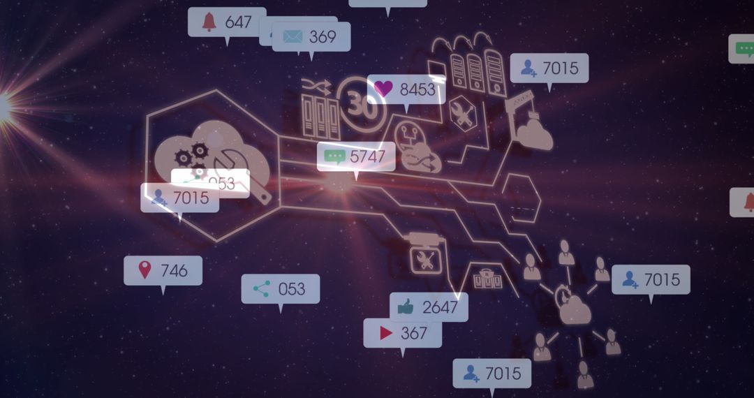 Digital Connections with Social Media Icons Overlay