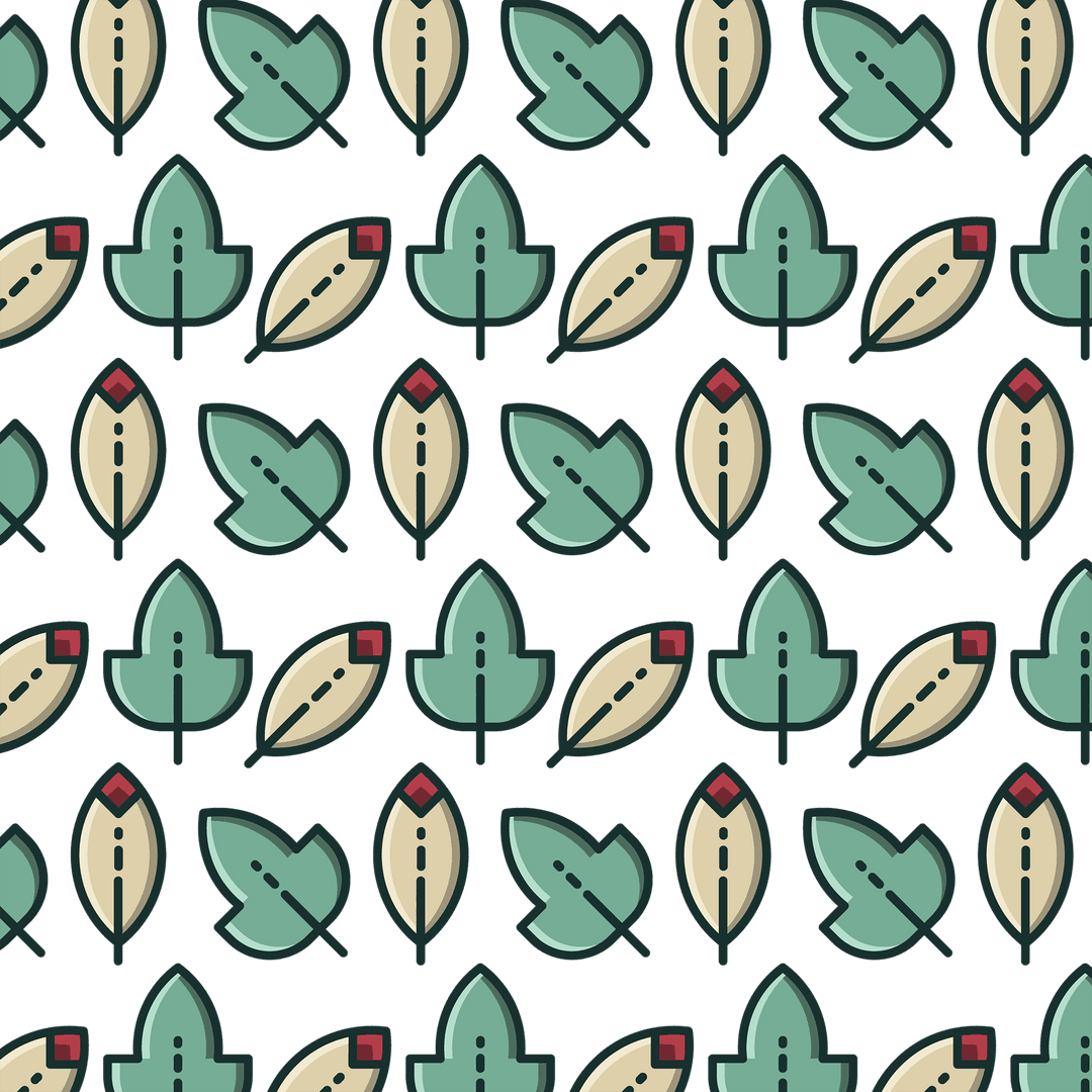 Seamless Leaf Pattern Illustrations on Transparent Background